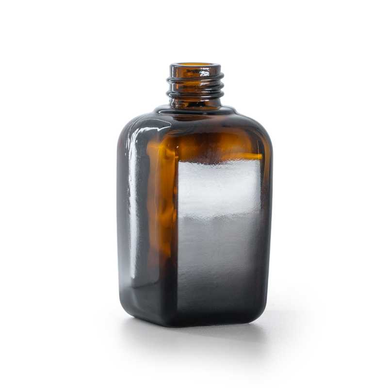 Flacon carré en verre ambré, 45 ml, 80 pièces