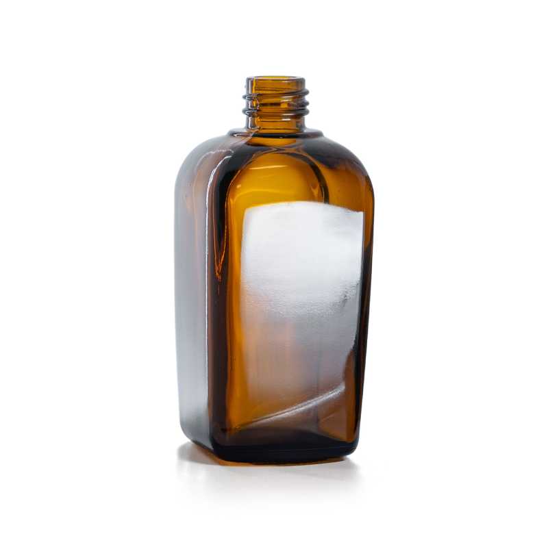 Bouteille carrée en verre ambré, 90 ml