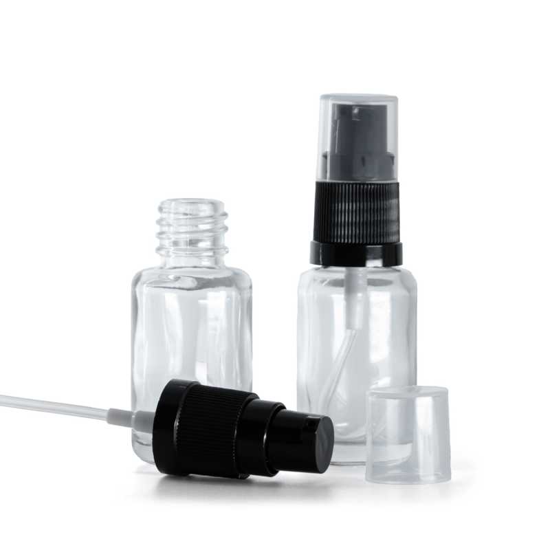 Flacon en verre transparent, rond, pompe à lotion, 12 ml