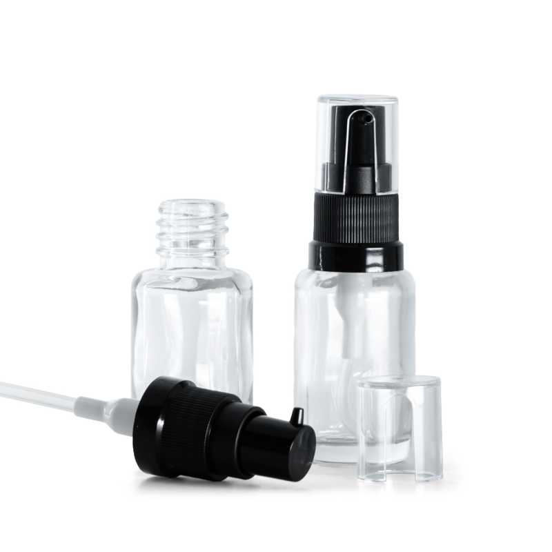 Flacon en verre transparent, rond, pompe à huile, 12 ml