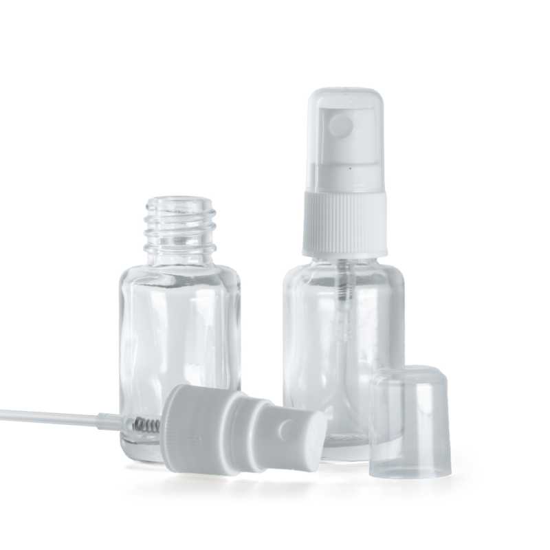 Flacon en verre transparent, rond, blanc Pompe pour flacon en plastique, 12 ml