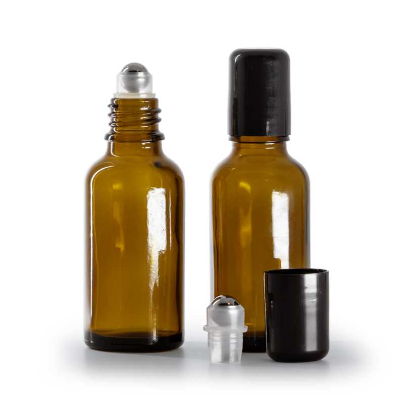 Flacon en verre ambré avec Roll-On, 30 ml