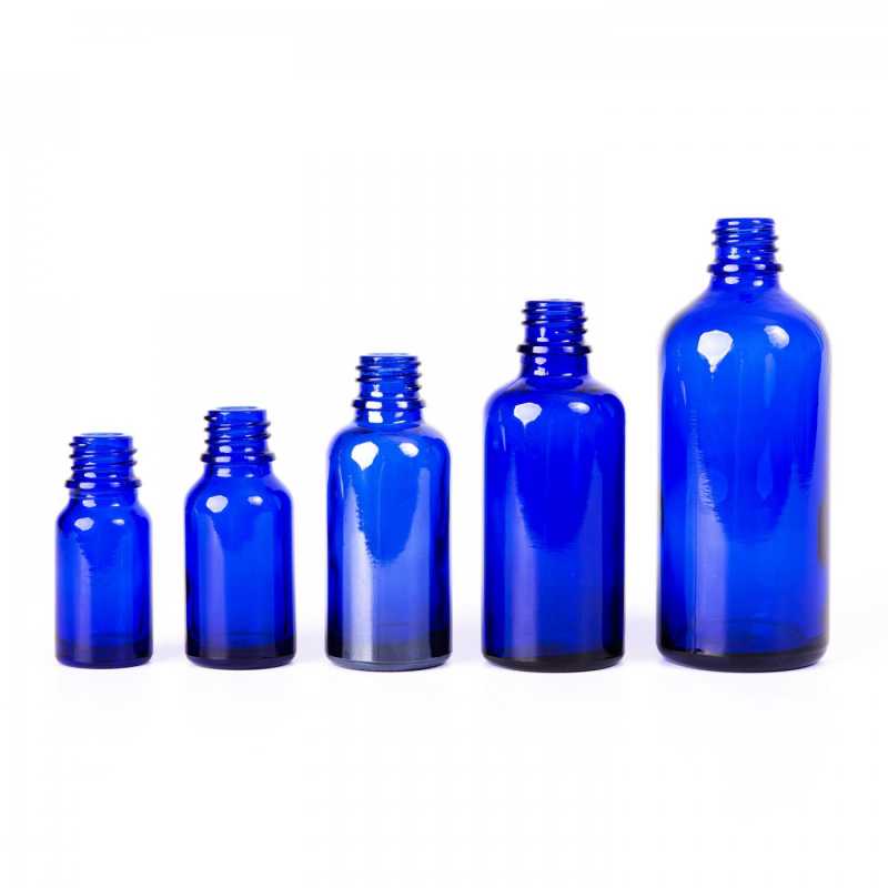 Bouteille en verre bleu, 100 ml, 70 pièces