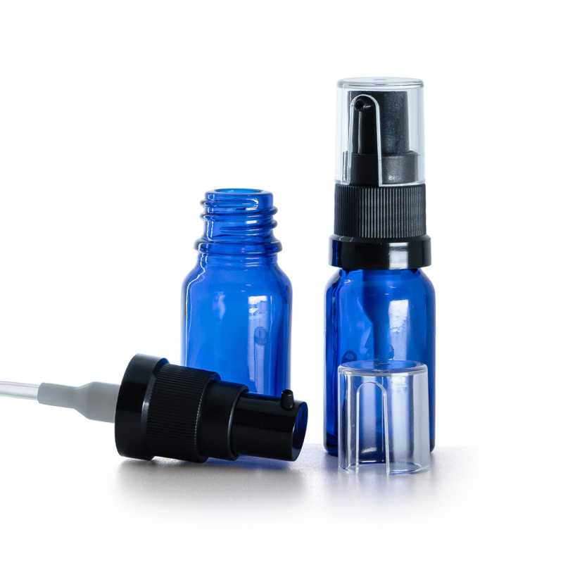 Flacon en verre bleu, pompe à huile, 10 ml