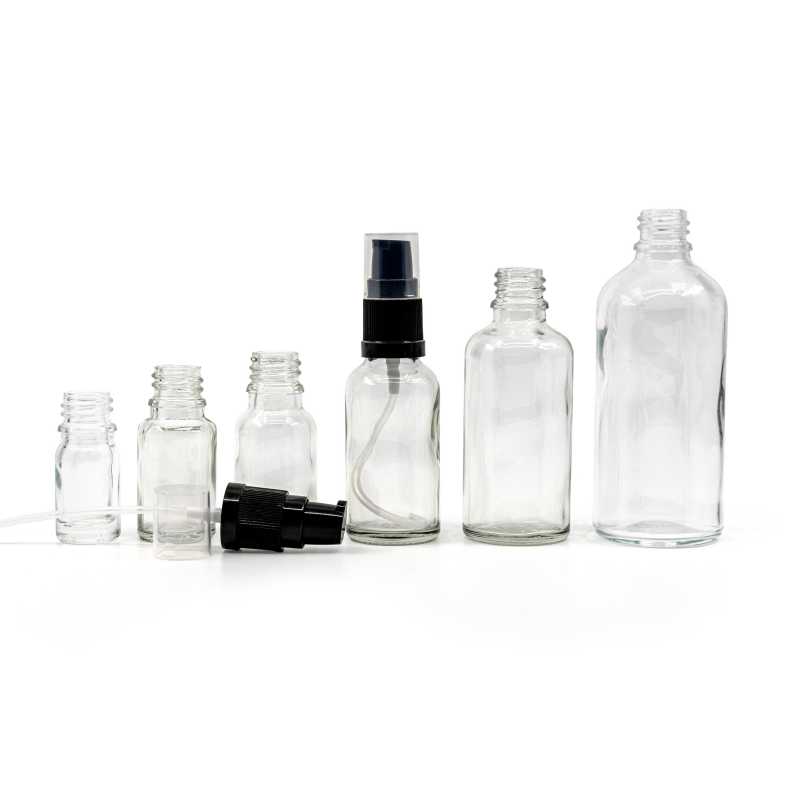 Flacon en verre transparent, pompe à lotion, 15 ml