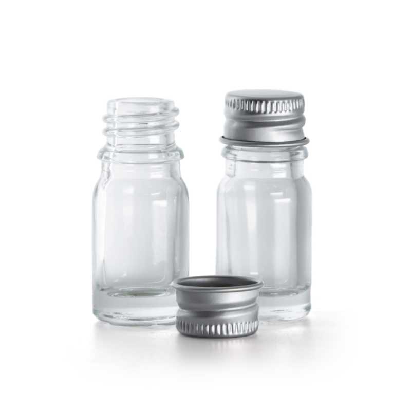 Flacon en verre transparent, bouchon en aluminium, 5 ml