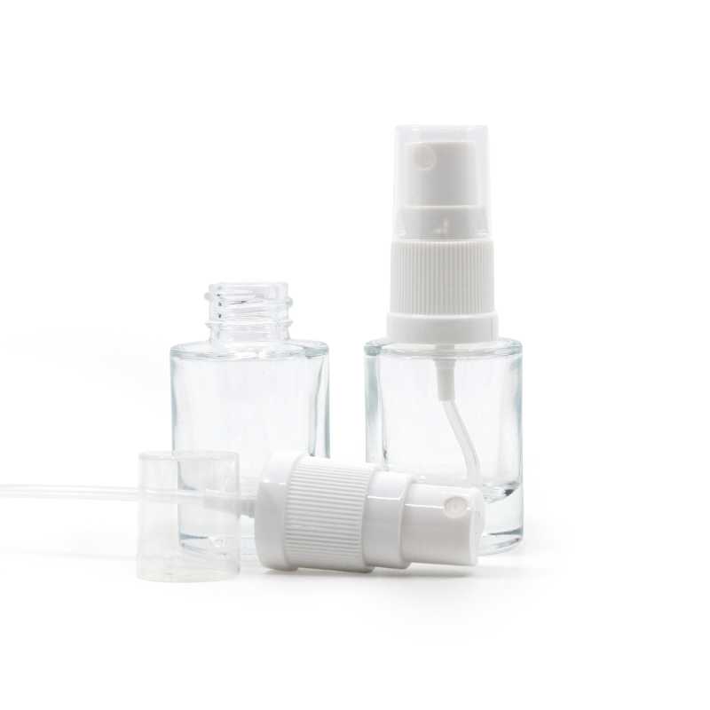 Flacon en verre transparent, fond épais, pompe blanche pour flacon en plastique, 10 ml