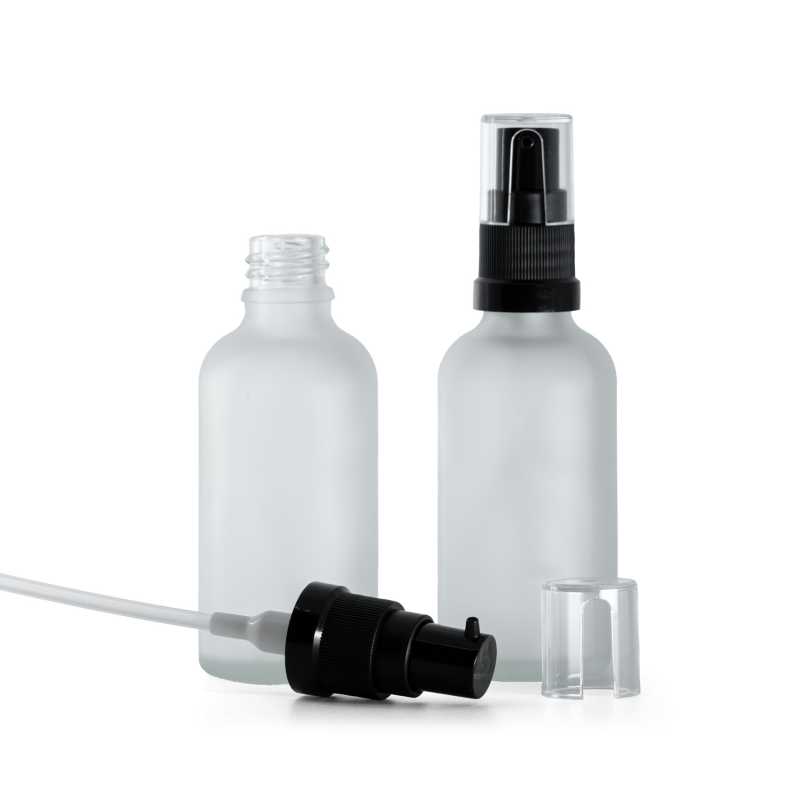 Flacon en verre givré transparent, pompe à huile, 50 ml