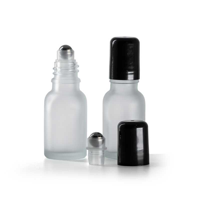 Flacon en verre transparent dépoli avec roll-on, 15 ml