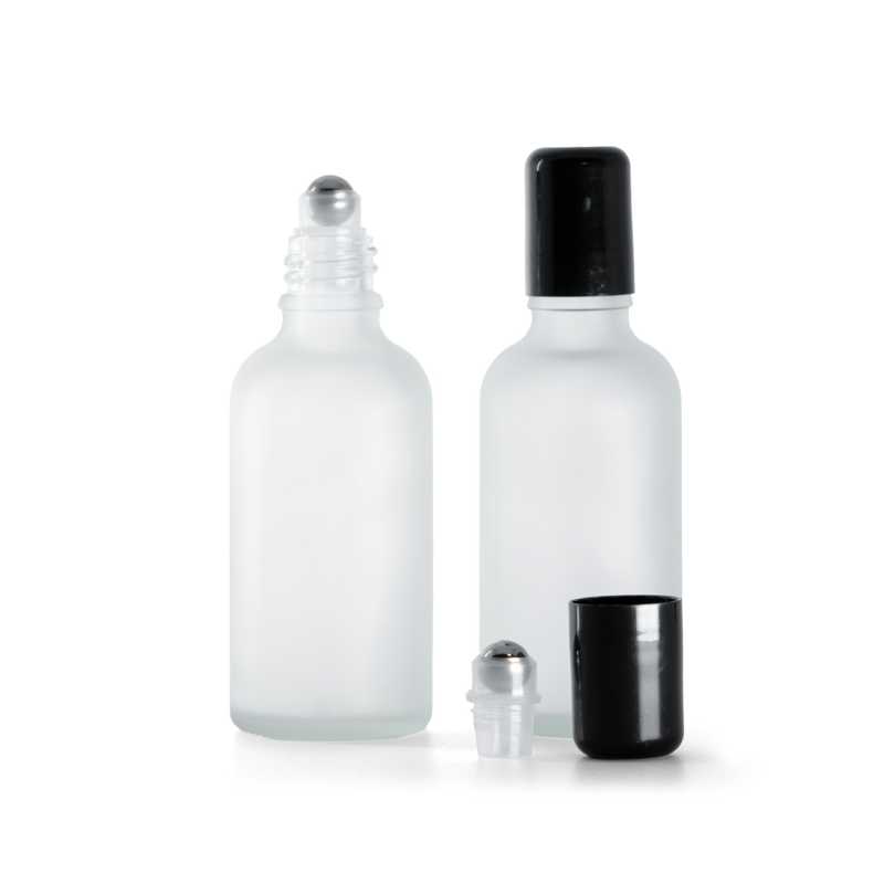 Flacon en verre givré transparent avec Roll-On, 50 ml