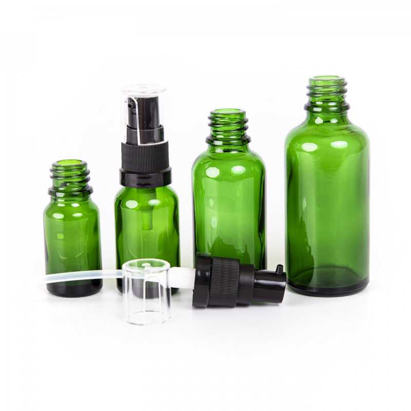 Bouteille en verre vert, pompe à huile, 30 ml