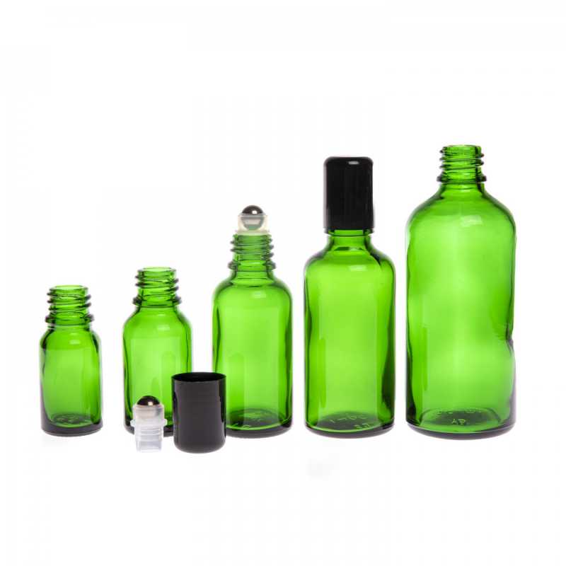 Flacon en verre vert avec Roll-On, 100 ml