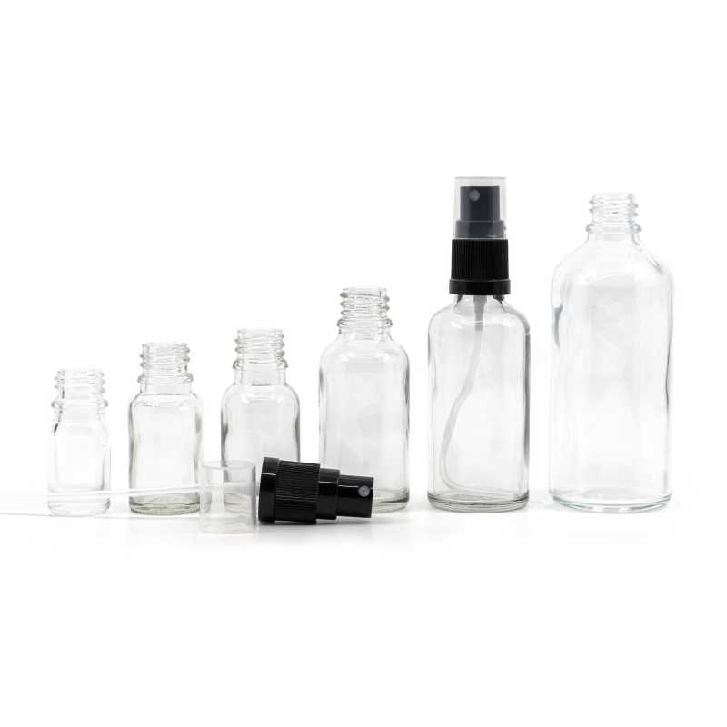 Flacon en verre transparent, spray noir, 50 ml