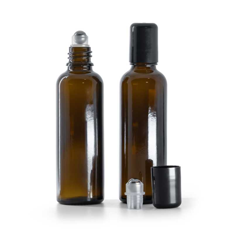 Flacon en verre ambré, Slim avec Roll-On, 50 ml