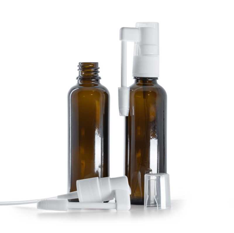 Flacon en verre ambré, Slim, White Oral Spray, 50 ml