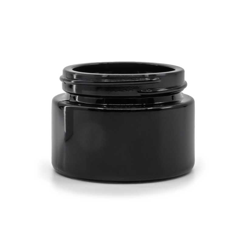 Pot à cosmétiques en verre noir brillant, 30 ml