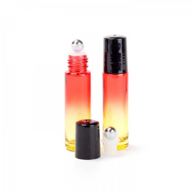 Flacon roll-on en verre, rouge-jaune, 10 ml