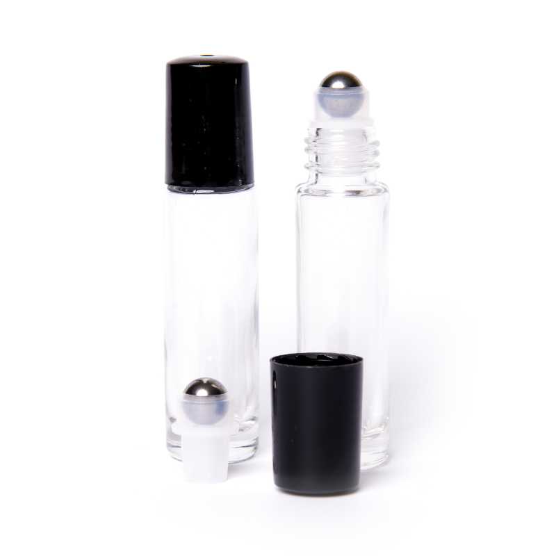 Flacon roll-on en verre transparent, 10 ml