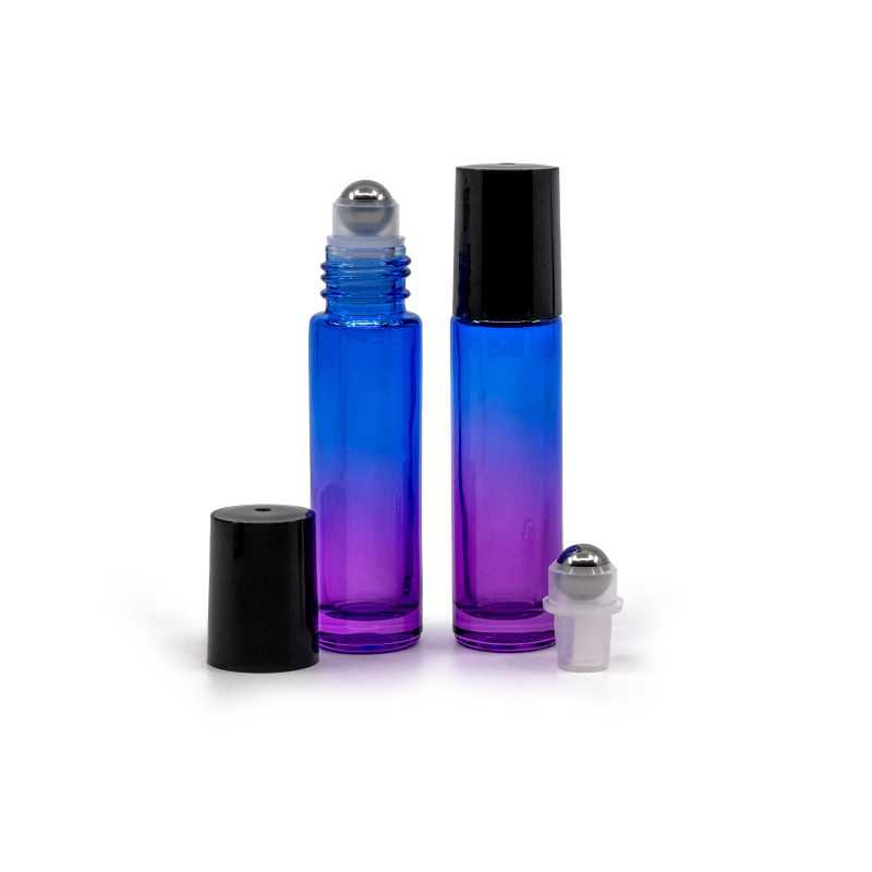 Flacon roll-on en verre, bleu-violet, 10 ml