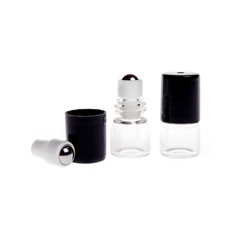 Flacon roll-on en verre transparent, 2 ml